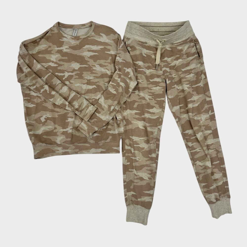 Athleta Balance Camo Printed Sweatshirt and Joggers Size Small - Picture 2 of 11